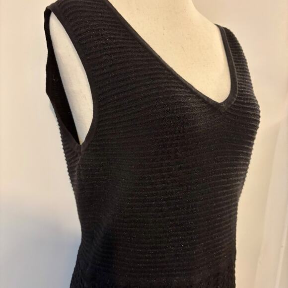 Nine West V Neck Black Fit & Flare Black Dress Medium Knit Cocktail dress - Picture 9 of 13